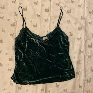 Wilfred Green Velvet Ruffle Camisole Tank